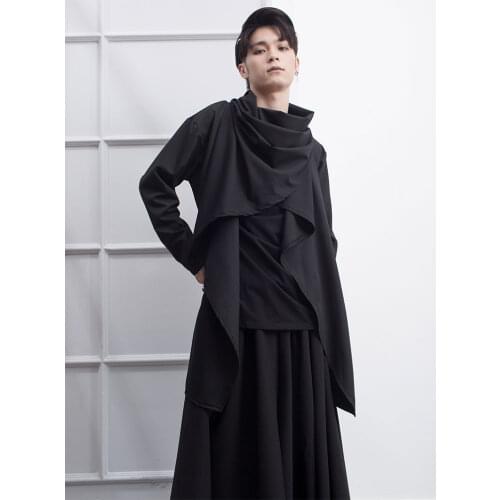 Single windbreaker mens mid long Korean handsome fashion brand Youth Summer thin cardigan irregular coat solid color