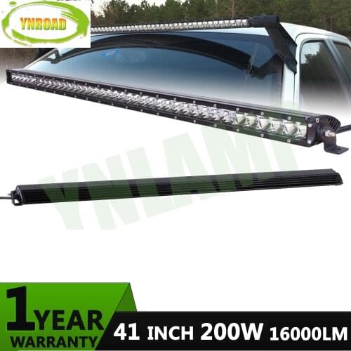 YNROAD 200w 41inch single row Led Light Bar 40x5W work light for Hunting Driving Offroad Light Spot/flood SUV ATV 4WD