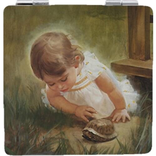 Youhaken Childhood fun Beauty Health Mirrors Little Girl and Tortoise Makeup mirrors mothers day gift MM199