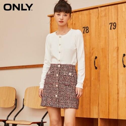 ONLY summer new style solid color slim special design button T-shirt women | 120402005