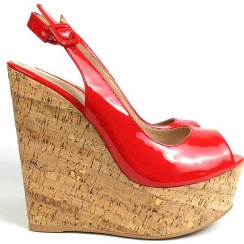 Women Shoes Cork Wedge Platform Sandals Slingback Peep Toe High Heels Pumps Ladies Party Outdoor Comfortable Shoes