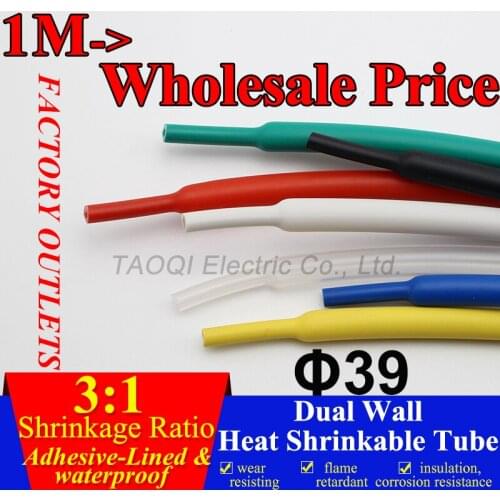 1.22meter/lot 39mm Heat Shrink Tubing Adhesive with Glue Lined 3:1 Shrink Tube Dual Wall Waterproof Wrap Wire Cable kit