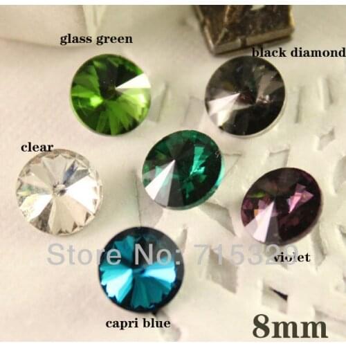 12pcs/lot 8mm round Shape Glass crystal nail Rhinestone Point Backed diy jewelry nail beads Decoration