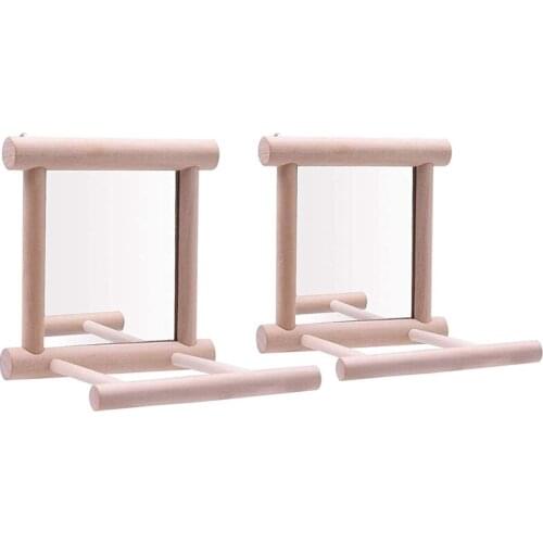 Hot 2 Packs of Finch Parrots with Swaying Bird Mirror Bird Perch Standing Pole