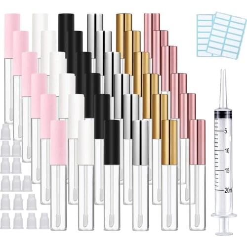 20 Pcs 10 ml Lip Gloss Tubes with Wand Empty Plastic Cosmetics Tube Container Refillable Lip Gloss Balm Clear Makeup Bottles