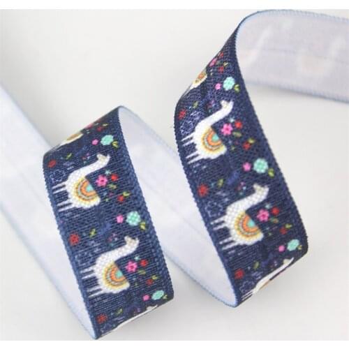 5/8" Navy alpaca heat-transfer elastic foe printed ribbon 16mm diy girls handmade bow ribbons for degift wrap tape ribbons