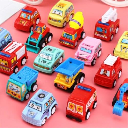 6pcs Pull Back Car Toys Mobile Machinery Shop Construction Vehicle Fire Truck Taxi Model Baby Mini Cars Gift Children Toys