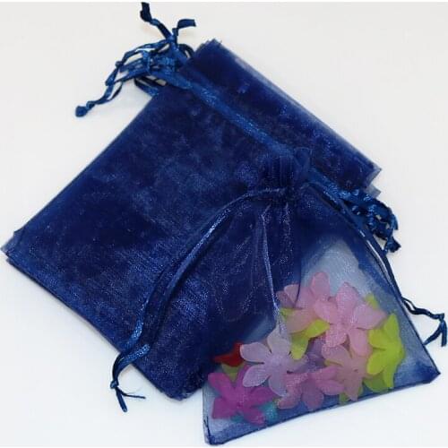 7x9cm Navy Blue Organza Bags Jewelry Bags And Packaging Draw String Bags Pouches For Wedding Bolsas Para Regalo 100pcs/lot