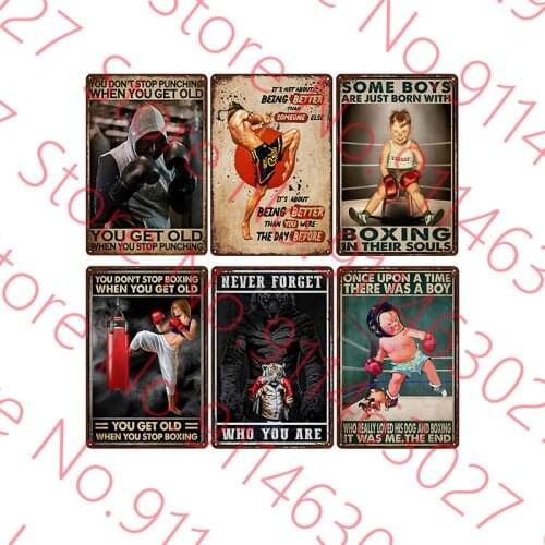 Boxing Vintage Tin Signs Shabby Chic Sports Plate Wall Art Poster Home Bar Pub Room Wall Signs