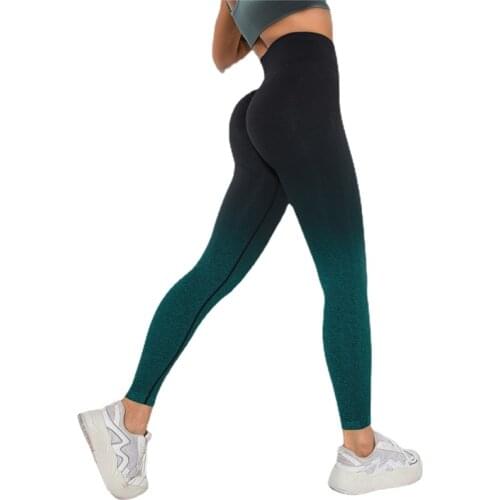 Gradient Yoga Pants Fitness Women Classical Gym Sport Wear Stretchyyoga Leggings Knit Tights High Waist Seamless Leggings