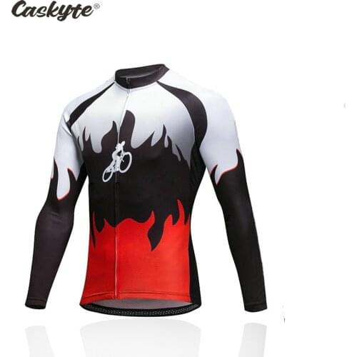 CASKYTE 2021 Cycling Shirts Spring Mountain Bike Jersey Pro Bicycle Sportswear for Men Males' Breathable Long Sleeve Jersey
