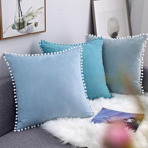 Cilected Ins Soft Suede Cushion Cover With Pompom Pillow Cover Bedroom Sofa Decorative Pillow Cases 30X50Cm/50X50Cm