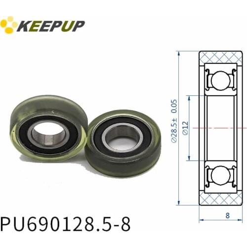 Diameter 28.5mm, PU polyurethane bearing ,Rubber coated soft pulley/Roller ,width 8mm