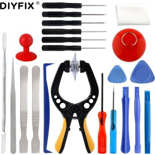 DIYFIX 22 in 1 Opening Tools Metal Pry Bar Screwdriver Smartphone Disassemble Repair Tools Kit for iPhone Samsung Hand Tools Set