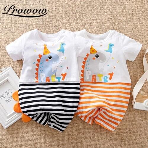 Prowow Cartoon Dinosaur Baby Clothes Summer Male Baby Sleepwear For Newborn Jumpsuits Patchwork Childrens Overalls For Babies