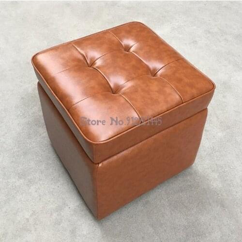 Leather storage stool storage stool sofa stool household leather stool multifunctional finishing box can sit on the storage stoo