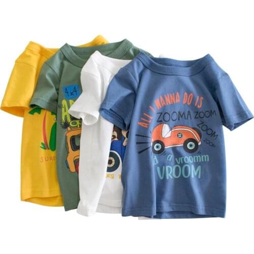 Boys Summer T-shirts School Kids Clothing Childrens Short Sleeve T-shirt 2-7 Years Kids Cotton Tees Baby Cars Shirt 3 Colors