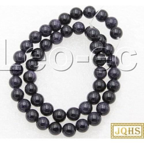 Natural 8mm round Blue sand Stone Loose Beads for Jewelry Making Strand 15" DIY v1675