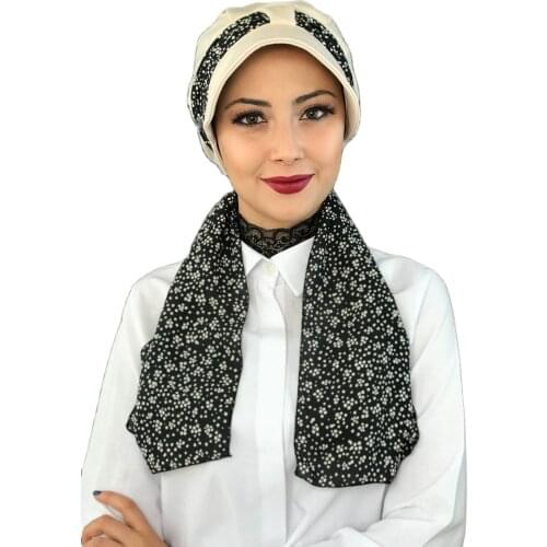 New Fashion 2021 Islamic 1headscarf Turban Womens Seasonal Scarf Bonnet One-piece Foulard Cream Color Single Biritli Scarf Hat
