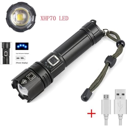 New High Powerful 5000 Lumen USB Rechargeable Telescopic Zoom Flashlight LED XHP70 Tactical Flashlight lamp