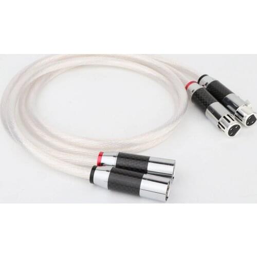 Pair 7N OCC Pure Copper Silver Plated Audio Balance Cable Hifi XLR Cable With Carbon Fibert XLR Plug