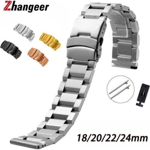 18mm/20mm/22mm/24mm Band For Seiko Samsung Replace Watch Straps Quick Release Stainless Steel Universal Watchband Link Bracelet