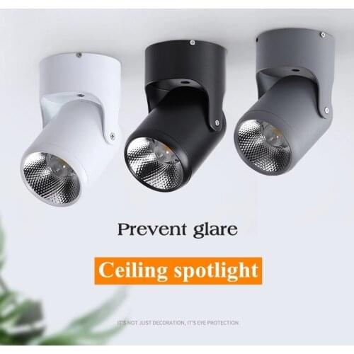 Dimmable Rotating LED Downlight, Surface Mounted Adjustment, ac85-265V COB, 5W7W10W12W 15W, Ceiling Spotlight, 1pc