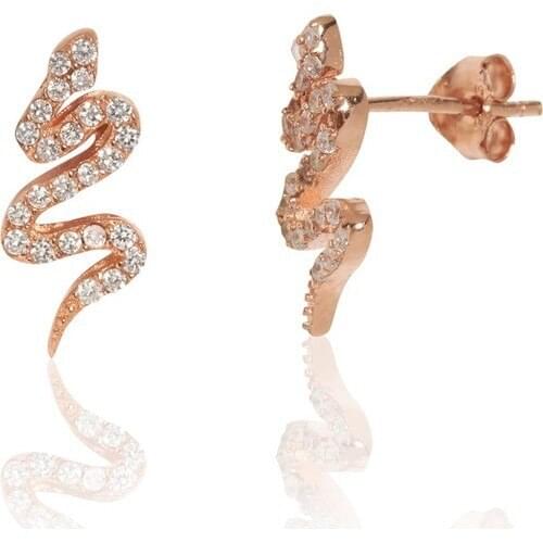 Nineveh Silver Snake Model Rose Plated Silver Italian Earrings