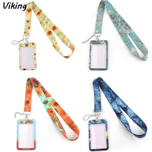 G1460 Vangogh Lanyard Credit Card ID Holder Bag Student Travel Bank Bus Business Oil Painting Card Cover Badge