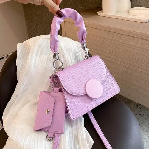 Women Crescent PU Leather Shoulder Handbag Fashion Splicing Color Crossbody Bag Popular Simple Female Daily Bag