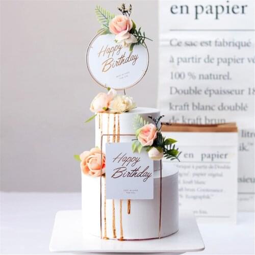 Cake Toppers Gold Acrylic Happy Birthday Cake Decoration Supplies Multifunctional Cake Toppers with Letters