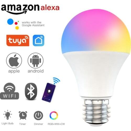 Smart Bulb Wifi RGBCW Dimmable LED Light APP Control For Tuya Smart Life Smart Light E27/B22 Lamp Dimming Change Color Lighting
