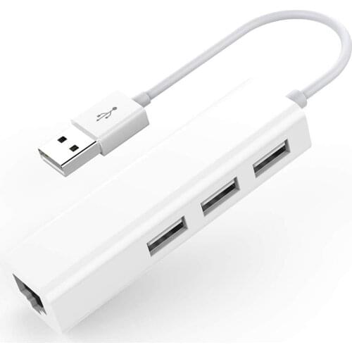 3 USB 2.0 Ports Hub With USB Ethernet RJ45 LAN Adapter Laptop Ethernet Dock Network Extender For Mac IOS Android PC Chromebook