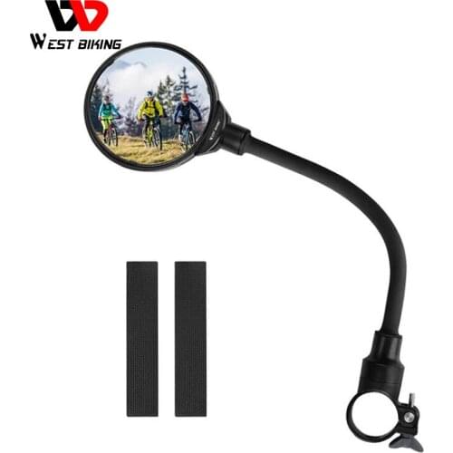 WEST BIKING 1Pcs Bicycle Mirror MTB Road Bike Rearview Handlebar Mirrors Bike Accessories Angle Adjustable Cycling Rear View