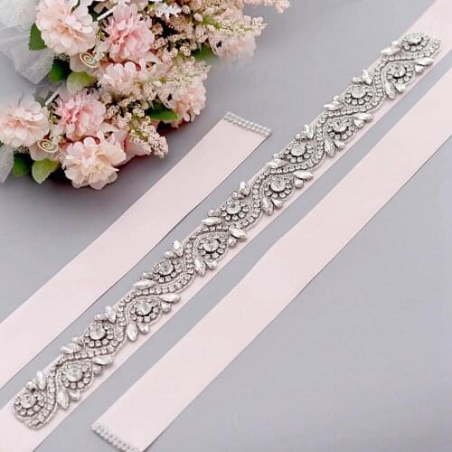 TRiXY S164-s Stunning Wedding Belts Silver Diamond Belt Briidal Sash Rhinestone Belts Wedding Dress Belt Prom Dress Accessories