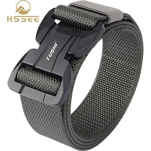 HSSEE Military Magnetic Tactical Belt Anti-rust Alloy Buckle Strong Real Nylon Outdoor Sports Hiking Belt Hunting Accessories