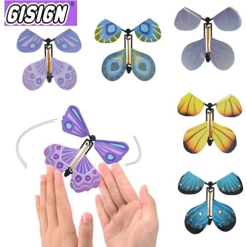 Flying in the Book Fairy Rubber Band Powered magic tricks props Wind Up Surprise Birthday Wedding Card Gift Cool stuff Butterfly