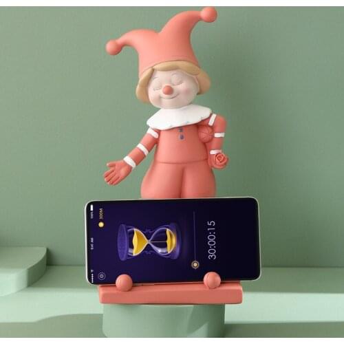 WEILEAD Resin Cute Clown Figurines Mobile Phone Stents For Interior Nordic Home Decoration Accessories Aesthetic Room Decor Gift