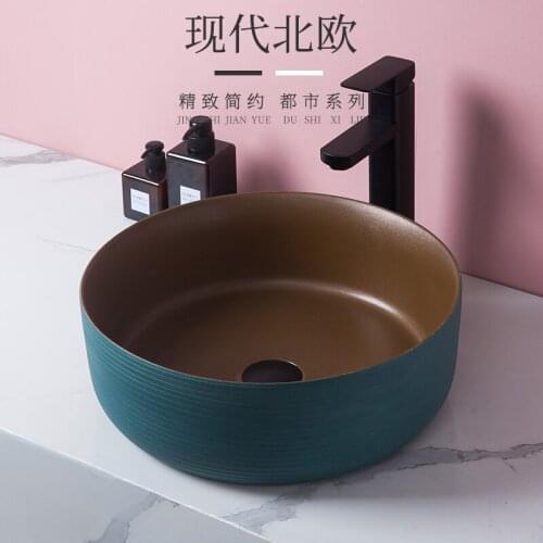 Green ceramic washbasin metal glaze ultra-thin table basin household washbasin light luxury balcony basin