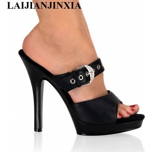 LAIJIANJINXIA Nightclub Favorite Shoes 13 CM High Heels and Sexy Queen Lap-dancing Cool Slippers Summer Womens Shoes