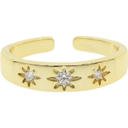 High quality minimal delicate Signet North Star starburst signet rings finger open adjustable band ring women jewelry