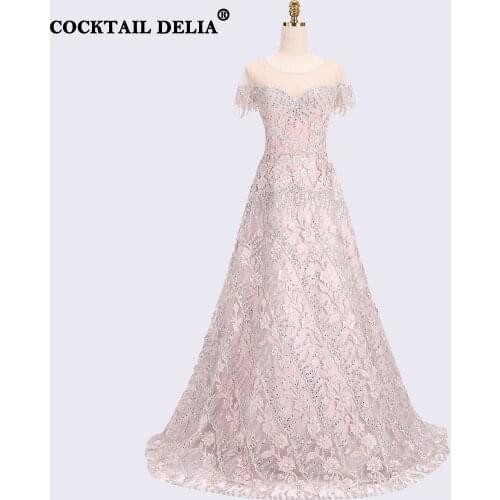 Pink Grey Ball Gown Wedding Evening Dress 2021 Year Elegant Ceremony Long Party Dresses Women Formal Celebrity Sleeves Prom