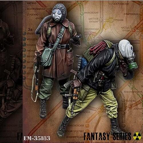 1/35 Resin Figures Biochemical Soldier Dual Group (including 2 Soldiers) Resin Soldier Colorless And Self-assembled (50mm)A-026