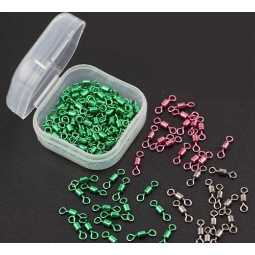 10-100pcs Fishing Swivel Sizes Solid Connector Bearing Snap Fishing Swivels Rolling Stainless Steel Beads Fishing Accessories