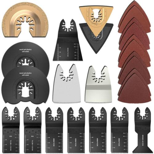 25pcs High Speed Steel Sandpaper Bimetal Oscillating Multi Tool Saw Blades Set Carbide Blade Metal Tools