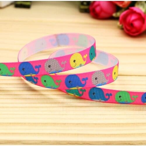 3/8'' Free shipping whale printed grosgrain ribbon hairbow headwear party decoration diy wholesale OEM 9mm P5685