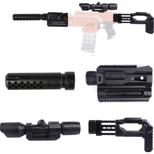 4 Pcs/set Modified Part Front Tube Decoration For Nerf Toy Gun Guide Rail + Sighting Device + Flashlight + Front Tube Decoration