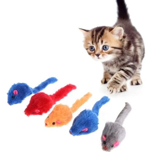 5 Pcs Toys False Mouse Plush Soft Colorful Kitten Pets Funny Squeaky Playing