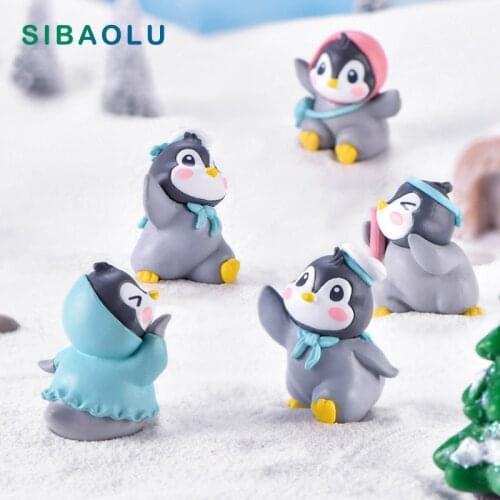 6pcs Happy Penguins Game Figurine Cartoon Animal Model Home Dollhouse Decor Miniature Garden Decoration DIY Accessories Modern