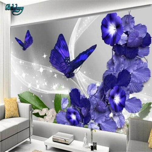 Beibehang Large Custom Nonwovens Wallpaper Mural Modern Simple Dream Purple Erotic Butterfly Love TV Backdrop Wall